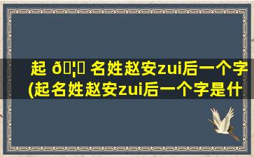 起 🦍 名姓赵安zui
后一个字(起名姓赵安zui
后一个字是什么)
